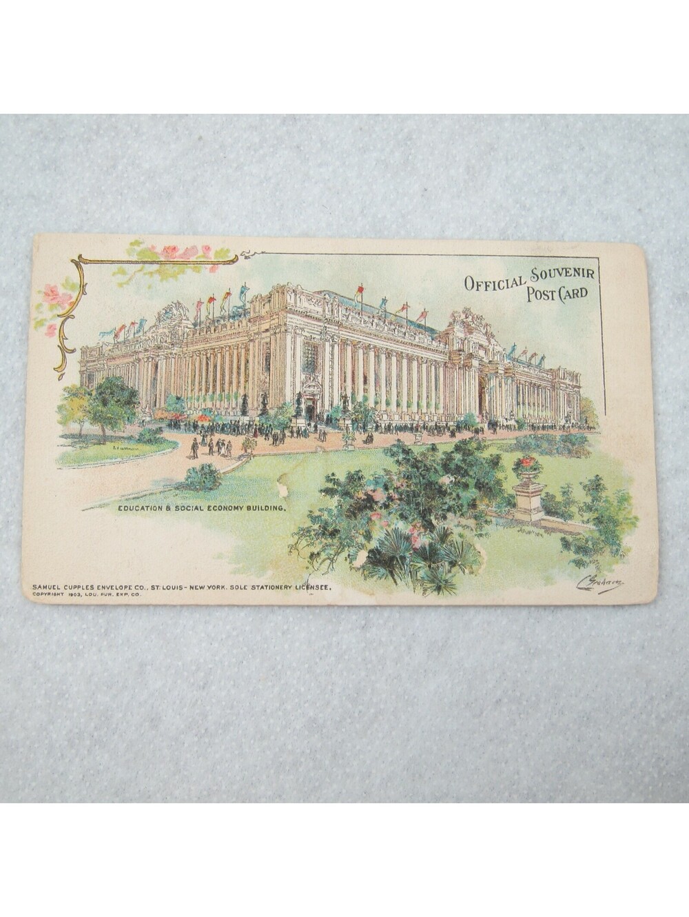 Antique 1904 St Louis Worlds Fair Postcard Education & Social Economy Building